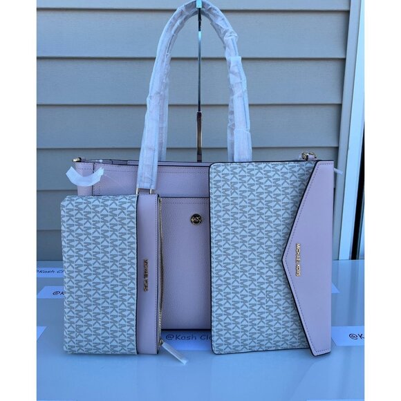 Michael Kors tote maisie 3 in 1 large bag clutch & crossbody Powder Blush - Picture 7 of 12